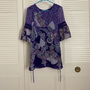 Iz Byer Purple Floral Paisley Dress girls size 12